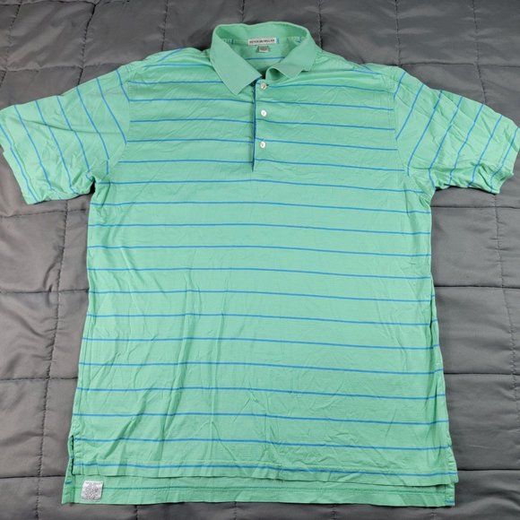 Peter Millar Other - Peter Millar Polo Shirt Mens Large Green Striped Short Sleeve Golf Shirt Casual